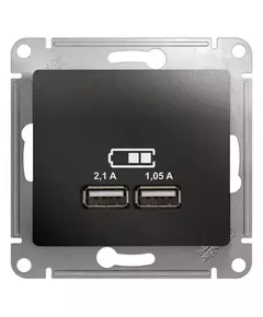 Розетка USB 2-м СП Glossa тип A+A 5В/2100мА 2х5В/1050мА механизм антрацит SchE GSL000733