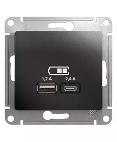 Розетка USB Glossa тип A+C 5В/2.4А 2х5В/1.2А механизм антрацит SchE GSL000739