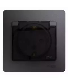 Розетка 1-м СП Glossa 16А IP44 250В с заземл. защ. шторки с крышкой в сборе графит SchE GSL001348