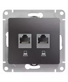 Розетка компьютерная 2-м Glossa RJ45 кат.5E механизм графит SchE GSL001385KK
