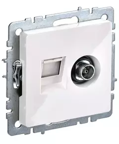 Розетка компьютерная + телевизионная 2-м Brite РТВ/РК12-БрБ RJ45 кат.5E + TV бел. IEK BR-AK20-1-K01