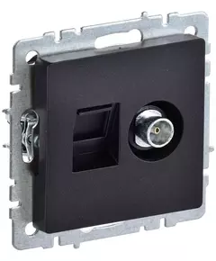 Розетка компьютерная + телевизионная 2-м Brite РТВ/РК12-БрЧ RJ45 кат.5E + TV черн. IEK BR-AK20-1-K02