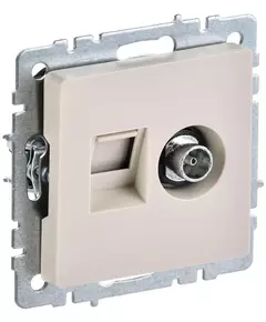 Розетка компьютерная + телевизионная 2-м Brite РТВ/РК12-БрКр RJ45 кат.5E + TV беж. IEK BR-AK20-1-K10