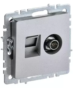 Розетка компьютерная + телевизионная 2-м Brite РТВ/РК12-БрА RJ45 кат.5E + TV алюм. IEK BR-AK20-1-K47