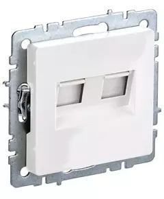 Розетка компьютерная двойная СП RJ45 кат.5E BRITE РК10-2-БрБ бел. IEK BR-K20-1-K01