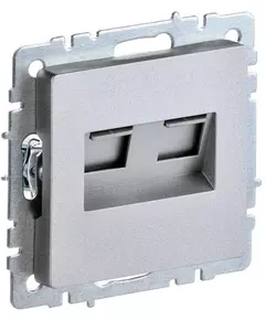 Розетка компьютерная двойная СП RJ45 кат.5E BRITE РК10-2-БрА алюм. IEK BR-K20-1-K47