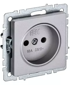 Розетка BRITE РС10-1-0-БрА 10А без заземл. без защ. шторок алюм. IEK BR-R10-10-K47