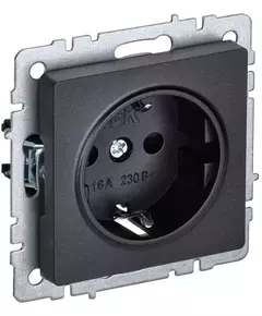 Розетка BRITE РС11-1-0-БрЧ 16А с заземл. без защ. шторки черн. IEK BR-R11-16-K02