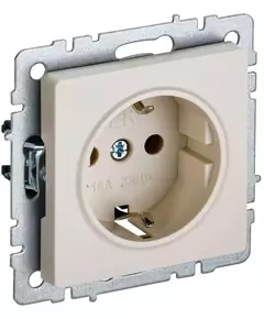 Розетка BRITE РС11-1-0-БрКр 16А с заземл. без защ. шторки беж. IEK BR-R11-16-K10