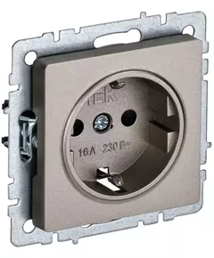Розетка BRITE РС11-1-0-БрШ 16А с заземл. без защ. шторки шампань IEK BR-R11-16-K37