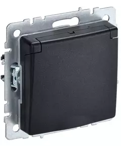Розетка BRITE РСбш10-3-44-БрЧ 16А IP44 с заземл. защ. шторки с крышкой черн. IEK BR-R16-16-44-K02