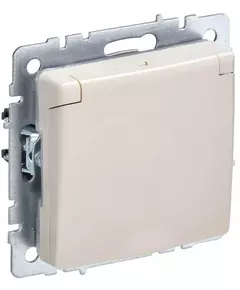 Розетка BRITE РСбш10-3-БрКр 16А IP20 с заземл. защ. шторки с крышкой беж. IEK BR-R16-16-K10
