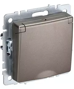 Розетка BRITE РСбш10-3-БрШ 16А IP20 с заземл. защ. шторки с крышкой шампань IEK BR-R16-16-K37
