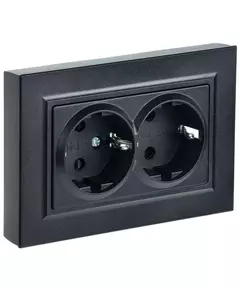 Розетка 2-м СП BRITE РСш12-3-БрЧ 16А в сборе с заземл. защ. шторки черн. IEK BR-R24-16-K02-F