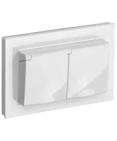 Розетка 2-м СП BRITE РСбш12-3-44-БрБ 16А в сборе IP44 с крышкой бел. IEK BR-R26-16-44-K01-F