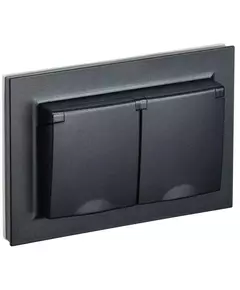 Розетка 2-м СП BRITE РСбш12-3-44-БрЧ 16А в сборе IP44 с крышкой черн. IEK BR-R26-16-44-K02-F