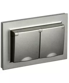 Розетка 2-м СП BRITE РСбш12-3-44-БрШ 16А в сборе IP44 с крышкой шампань IEK BR-R26-16-44-K37-F