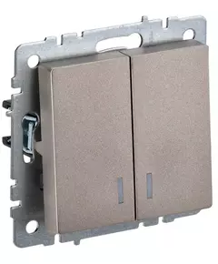 Выключатель 2-кл. СП BRITE ВС10-2-1-БрШ 10А с инд. шампань IEK BR-V20-1-10-K37
