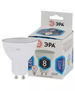 Лампа светодиодная LED MR16-8W-840-GU10 8Вт MR16 софит 4000К нейтр. бел. GU10 Эра Б0036729