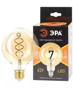 Лампа F-LED G95-7W-824-E27 spiral gold (филамент шар спир. зол. 7Вт тепл. E27) (20/560) ЭРА Б0047663