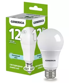 Лампа светодиодная A60 12Вт грушевидная 6500К E27 230В GENERICA LL-A60-12-230-65-E27-G