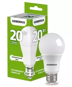 Лампа светодиодная A60 20Вт грушевидная 4000К E27 230В GENERICA LL-A60-20-230-40-E27-G