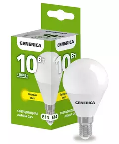 Лампа светодиодная G45 10Вт шар 3000К E14 230В GENERICA LL-G45-10-230-30-E14-G