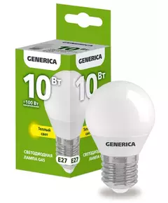 Лампа светодиодная G45 10Вт шар 3000К E27 230В GENERICA LL-G45-10-230-30-E27-G