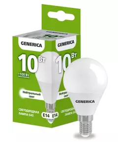 Лампа светодиодная G45 10Вт шар 4000К E14 230В GENERICA LL-G45-10-230-40-E14-G