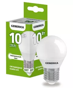 Лампа светодиодная G45 10Вт шар 4000К E27 230В GENERICA LL-G45-10-230-40-E27-G