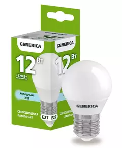 Лампа светодиодная G45 12Вт шар 6500К E27 230В GENERICA LL-G45-12-230-65-E27-G