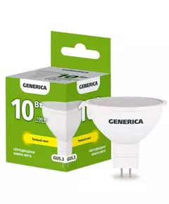 Лампа светодиодная MR16 10Вт софит 3000К GU5.3 230В GENERICA LL-MR16-10-230-30-GU5-G