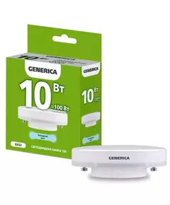 Лампа светодиодная 10Вт T80 таблетка 6500К холод. бел. GX53 1000лм 230В GENERICA LL-T80-10-230-65-GX53-G