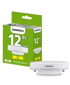 Лампа светодиодная T80 12Вт таблетка 3000К GX53 230В GENERICA LL-T80-12-230-30-GX53-G