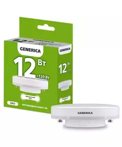 Лампа светодиодная T80 12Вт таблетка 4000К GX53 230В GENERICA LL-T80-12-230-40-GX53-G