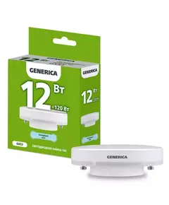 Лампа светодиодная T80 12Вт таблетка 6500К GX53 230В GENERICA LL-T80-12-230-65-GX53-G