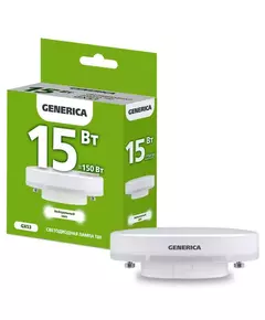 Лампа светодиодная T80 15Вт таблетка 4000К GX53 230В GENERICA LL-T80-15-230-40-GX53-G