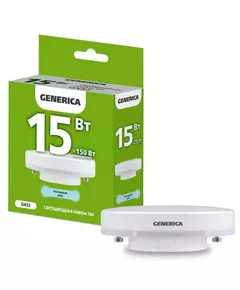 Лампа светодиодная T80 15Вт таблетка 6500К GX53 230В GENERICA LL-T80-15-230-65-GX53-G