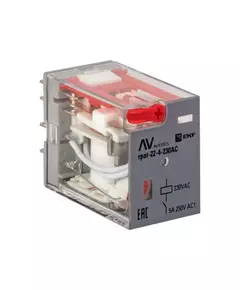 Реле промежуточное RPAt 22/4 5А 230В AC с кнопкой и мех. индикацией AVERES EKF rpat-22-4-230AC