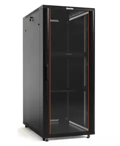 Шкаф напольный TTB-4268-AS 19дюйм 42U 2055х600х800мм перед. стекл. дверь со стальн. перф. боковинами задн. дверь сплошная ручка с замком крыша нового типа черн. (RAL 9004) Hyperline 392682
