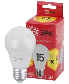 Лампа светодиодная RED LINE LED A60-15W-827-E27 R 15вт A60 груша 2700К тепл. бел. E27 Эра Б0046355