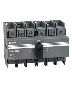 Рубильник 3п 63А реверсивный с рукояткой для прямой установки TwinBlock EKF tb-s-63-3p-rev