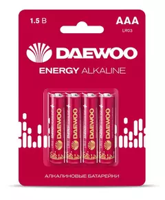 Элемент питания алкалиновый AAA/LR03 1.5В Energy Alkaline 2021 BL-4 (уп.4шт) DAEWOO 5029903