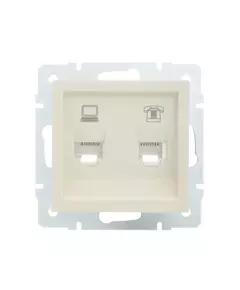Розетка компьютерная + телефонная 1-м СП Vesna механизм крем. LEZARD 742-0388-143