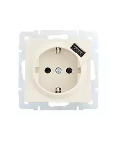 Розетка 1-м СП Vesna с заземл. с заряд. устройством USB механизм крем. LEZARD 742-0388-181
