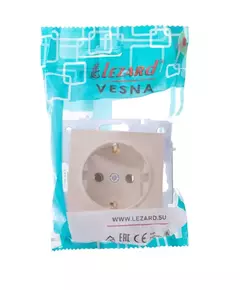 Розетка 1-м СП Vesna с заземл. ПБТ механизм крем. LEZARD 742-0388-122B