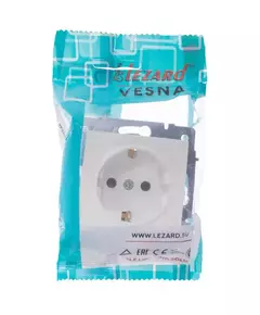 Розетка 1-м СП Vesna с заземл. защ. шторки ПБТ механизм бел. LEZARD 742-0288-124B