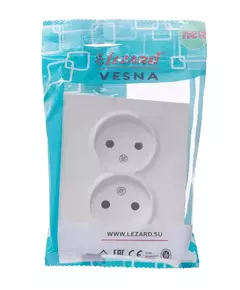Розетка 2-м СП VESNA без заземл. ПБТ бел. LEZARD 742-0200-128B