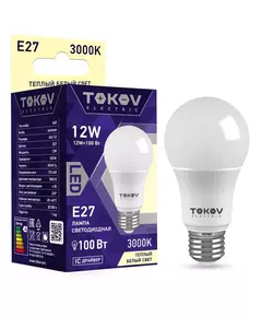 Лампа светодиодная 12Вт А60 3000К Е27 176-264В TOKOV ELECTRIC TKE-A60-E27-12-3K