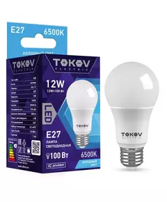 Лампа светодиодная 12Вт А60 6500К Е27 176-264В TOKOV ELECTRIC TKE-A60-E27-12-6.5K